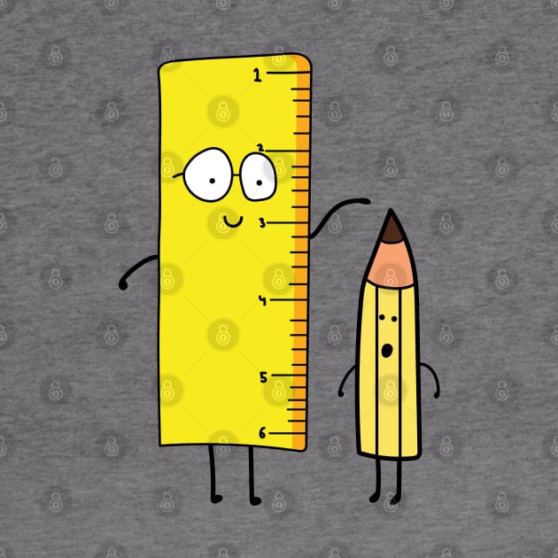 funny cute ruler measures a pencil by wordspotrayal